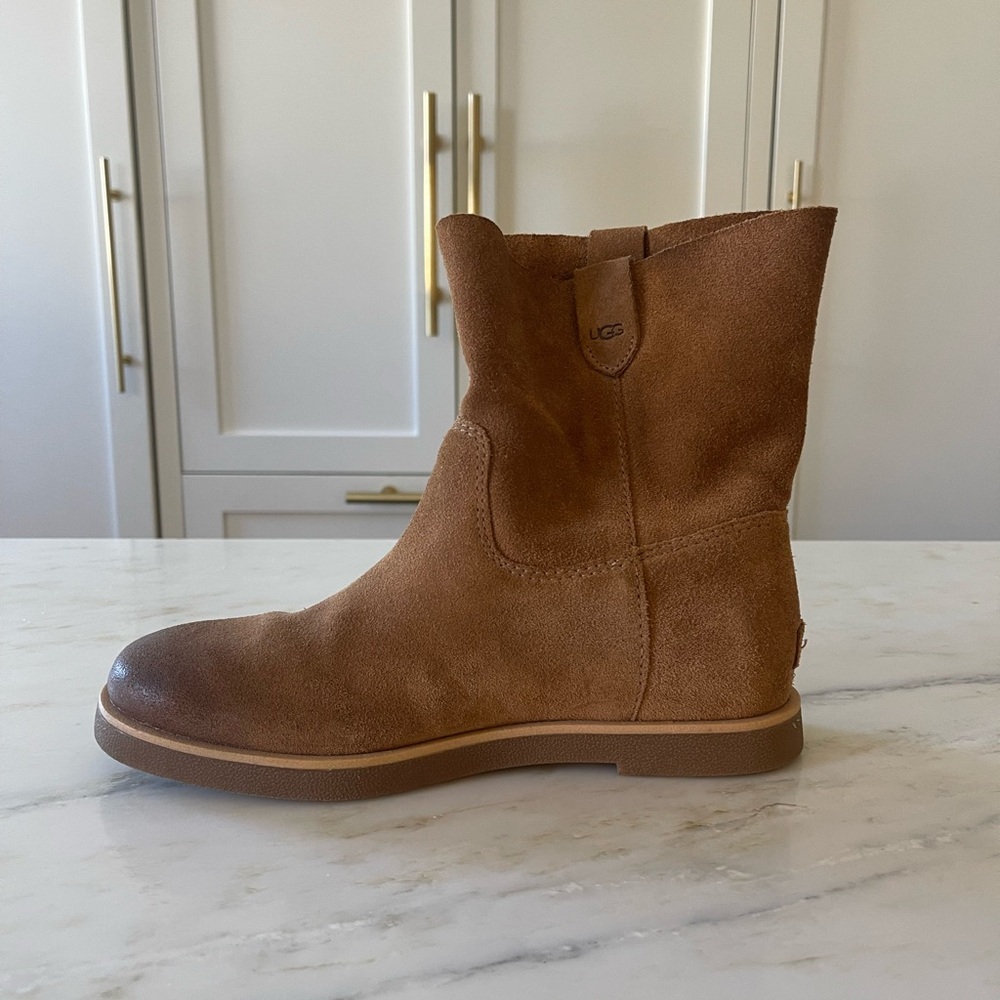 UGG Slouch Short Boots Booties, Sold Out!, Chestnut Suede Leather, Like New - Picture 3 of 15